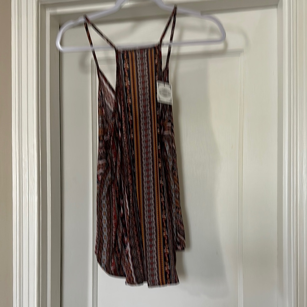 Bohemian Strappy Top with Geometric Pattern - Picture 2 of 2